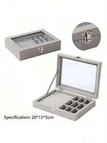 高端精致首饰盒，大容量多层抽屉式项链耳环金饰收纳盒，卧室浴室家具必备 - 彩色 - 查看 16