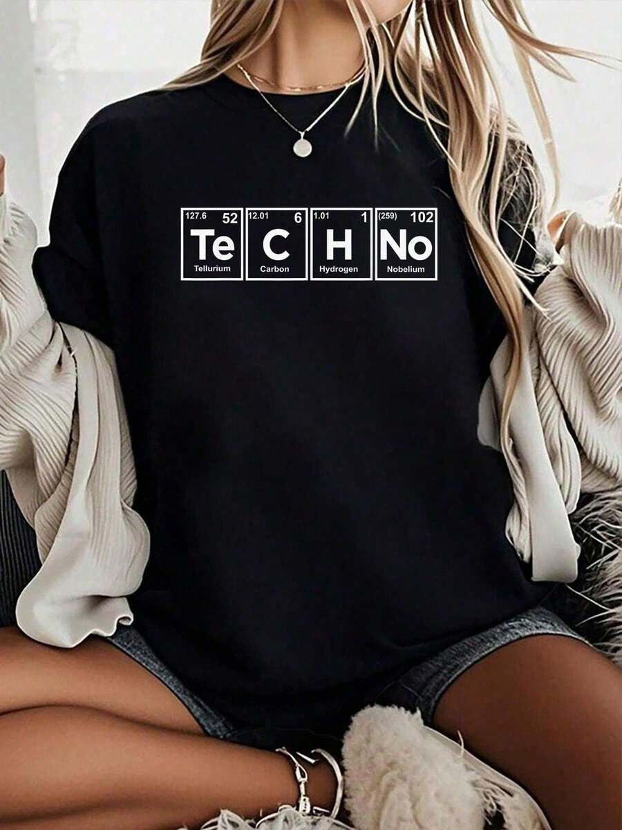 Camiseta 100% Algodón Unisex para Festival de Música EDM Techno, Ropa Electrónica con Diseño Gráfico Vintage, Conjuntos Casuales para Hombres y Mujeres, Ropa de Verano - Negro - Ver 1
