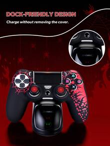 2026 New Red Spider Web 4 Controller Cover Set, Non-Slip Silicone Protective Case + Raised Joystick Caps, Supports Charging With Protective Case, Separate Case/Caps/Set Available, Anti-Slip, Anti-Sweat, Anti-Dust, Anti-Scratch, Enhances Grip, Improves Gaming Experience, Best Gift For 4 Players, Christmas/New Year 2026 Gift, Holiday Promotion/Christmas Special Edition, Children/Family Gift - Multicolor - View 6