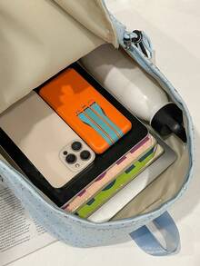 时尚女款闪亮星星多功能韩版简约学生背包，可爱大容量 - 彩色 - 查看 10