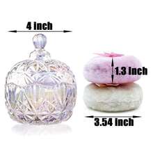 Luxury 4 Inch Glass Powder Container With 2 Soft Puffs For Loose Powder - 1 Puff beige y 1 lazo rosa con corona: color deslumbrante - Ver 6