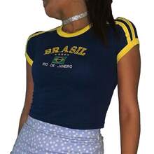 Women's Embroidered Brazil Shirt - 藏蓝色 - 查看 1