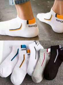 1/10/20/30/50/100双装 男士透气网眼休闲简约轻便运动袜 - 彩色 - 查看 2