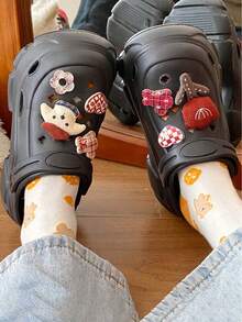 Cute Cartoon Rose & Puppy Shoe Decorations, DIY Hollow Out Clogs Accessories - Red - View 6
