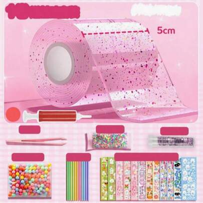 1 Set Nano Bubble Making Kit (Tape Color Randomly Sent, Accessories Color*Pattern*Combination Randomly Sent, Subject To Actual Product Picture), Back To School Season