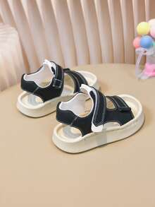 1 Pair Black Boys' Sandals, New Design, Non-Slip, Suitable For Toddlers & Little Boys, Summer, Soft Sole - Black - View 8