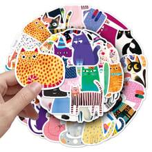 50pcs Colorful Graffiti Stickers, Cute Cat Stickers, Kawaii Stickers For Decorating Water Bottles, Guitars, Luggage, Phone Cases, Laptops, Skateboards, Gifts - A - View 6