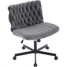 Silla de oficina sin brazos con diseño trasero Criss-Cross, ajustable en altura con ruedas giratorias de 360 °, silla gris cómoda para la oficina en casa - gris - Ver 1