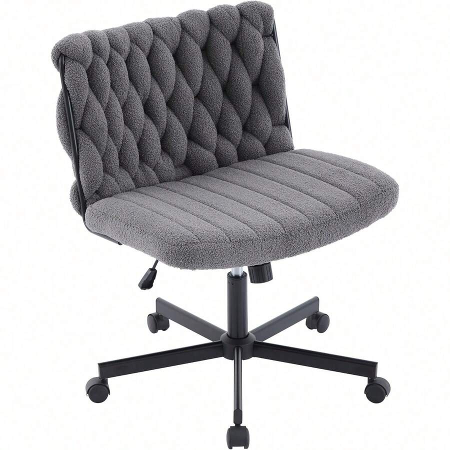 Silla de oficina sin brazos con diseño trasero Criss-Cross, ajustable en altura con ruedas giratorias de 360 °, silla gris cómoda para la oficina en casa - gris - Ver 1