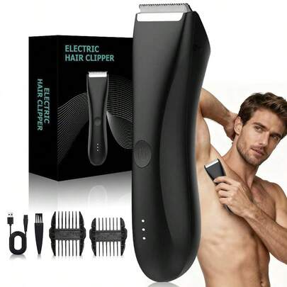 Compact And Portable Men's Electric Hair Trimmer, Versatile For Body Hair Trimming, Cordless Electric Hair Removal Device, With Limit Comb, USB Rechargeable Lithium Battery, LED Power Display, Ideal Gift For Boyfriend And Father During Holidays