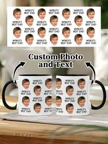 1pc 11oz Customized Mug For Dad With Photos Of Babies And Children. You Can Customize Both Photos And Texts. It's A Personalized Water Cup With Children's Photos. It's A Father's Day Gift From The Wife To The Husband. And It Can Also Serve As A Gift For Grandpa With Funny Face Photos Printed On It. - Style 3 - View 11