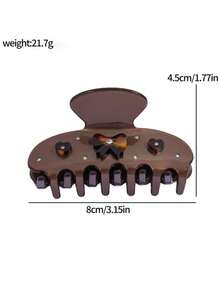 1个Emijay秋冬新款可可棕色蝴蝶结泰迪熊心形中号发夹 - 彩色 - 查看 4