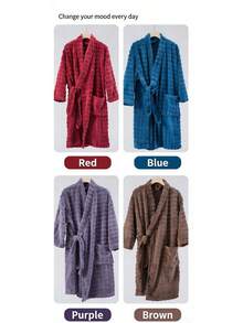 1 Piece Women's Puff Velvet Sleeved Bathrobe For All Seasons, Thick And Soft, Absorbent, Loose, Multi-Color Simple Design Bathrobe, Bathroom Supplies Homeware Holiday Gift, Suitable For Home Pool Travel Bathroom Beach - Multicolor - View 7