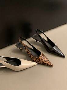 2025夏季新款尖头荷叶边金属扣性感细高跟凉鞋，女士款 - 黑色 - 查看 5