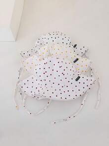 1pc Baby Kids Wide Brim Sun Protection Bucket Cap, Polka Dot Bucket Hat With Chin Strap For Summer Outdoor Beach Vacation & Travel - Polka Dot Fisherman's Hat - View 6