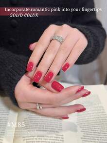 1 Bottle 15ml Fuchsia Gel Nail Polish, Beginner-Friendly Solid Color, Soak-Off, Suitable For All Seasons - Rose Red - View 3