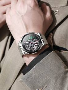 1 件机械风格男士腕表，3D 立体表盘设计，百搭街头风腕表 - 均碼 - 查看 9