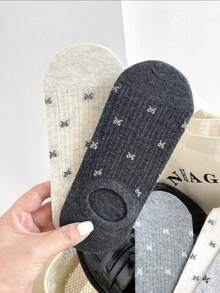 5 Pairs Women's Sweet Bow Minimalist Invisible Boat Socks, Breathable Mesh Socks, Suitable For Spring & Summer - Multicolor - View 5