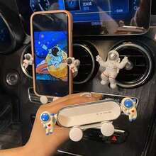 1pc Upgraded Silver-White Car Phone Holder, Cute Women's Car Vent Mount Holder, Car Mount Phone Holder With Flower Design Car Dashboard, Car Accessories, Car Phone Holder Compatible With, Android Phone, Birthday, Family, Friends Summer Vent Phone Holder - 關懷太空人 - 查看 13
