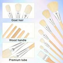 Juego de 7 piezas de brochas de cerámica con mango de madera, brochas para pintura artística, brochas para esmalte de cerámica, brochas de acuarela de cerámica, adecuadas para manualidades, pintura, estudiantes y aficionados - Conjuntos - Ver 2