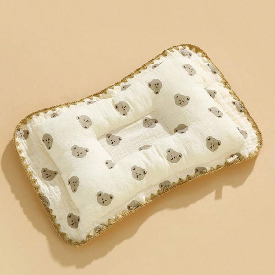 1 chiếc gối định hình đầu phẳng mềm mại, thoáng khí, in hình dành cho trẻ em, thấm hút tốt, có thể giặt được quanh năm. - 25*40 cm - Xem 1