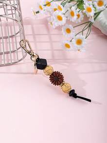 1个波西米亚风雏菊串珠钥匙扣，可爱硅胶雏菊吊坠，饰有纹理石珠和编织流苏，是送给朋友、姐妹和植物爱好者的贴心礼物。 - 多色 - 查看 5