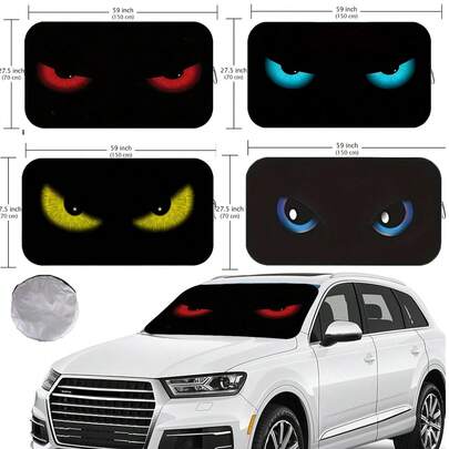 Tấm che nắng kính chắn gió ô tô thú vị, Tấm chắn nắng kính chắn gió ô tô, Phù hợp cho xe Sedan, SUV, Xe tải | Tấm che nắng mùa hè, Tấm chắn nắng và phụ kiện ô tô phản quang, Tấm che nắng ô tô có thể gập lại, Phù hợp với mọi loại xe - Chặn nhiệt và tia UV, Tấm che nắng cửa sổ trước cỡ trung bình cho xe Sedan, SUV, Xe tải (Dài 59,06 inch x Rộng 27,5 inch)