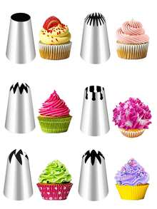 6个/9个/12个装特大号蛋糕裱花嘴，适用于烘焙工具 - 查看 8