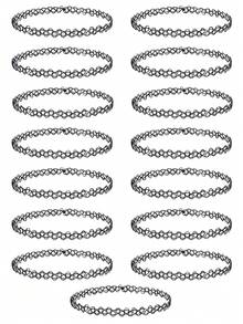 1-15pcs Gothic Fishline Tattoo Punk Choker Necklace Set, Collarbone Chain Necklace Set - Multicolor - View 7