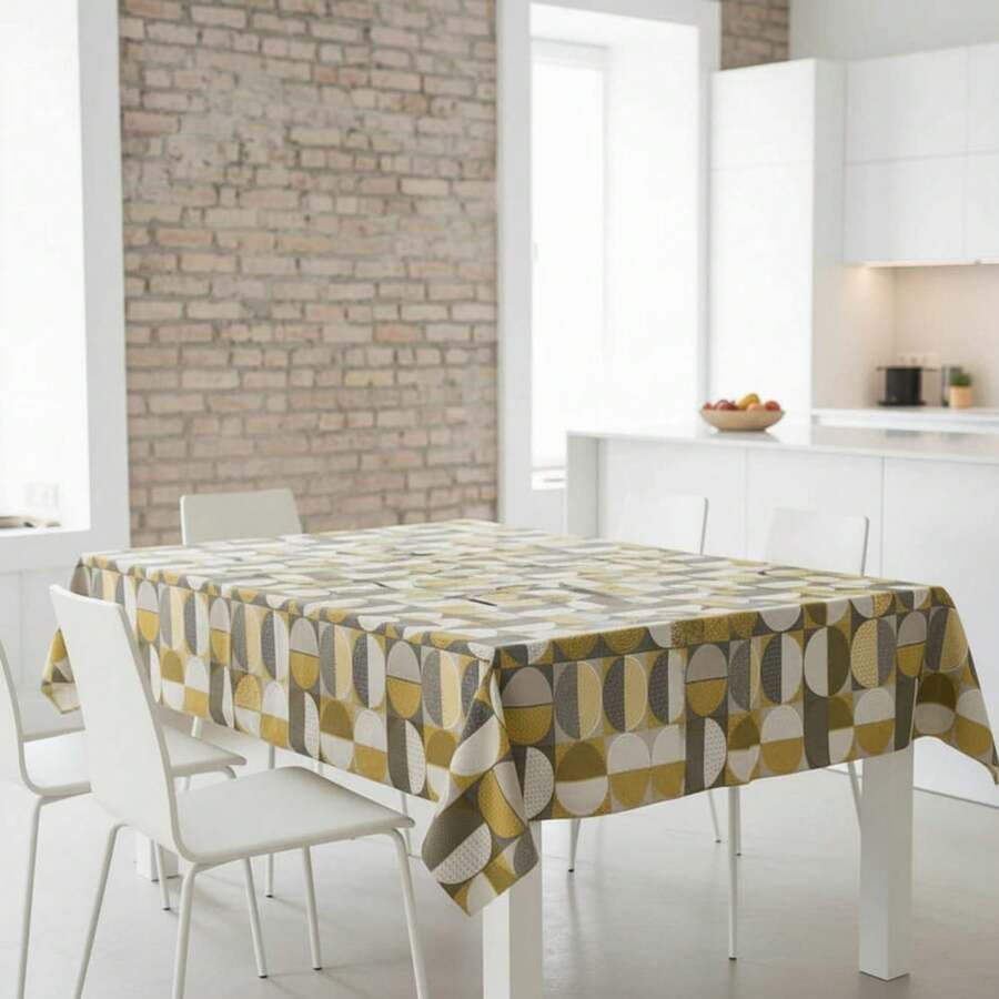Kiva Modern Design Oilcloth Tablecloth, Stain Resistant And Waterproof, Sizes From 100x140 To 300x140 Cm And Round 140 Cm - Oilcloth Tablecloth For Rectangular And Round Tables - Available In 13 Designs - 選項 2 - 查看 1