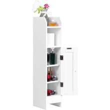 Small Bathroom Storage Cabinet, Narrow Bathroom Storage Organizer With Door And Adjustable Shelves, Freestanding Skinny Toilet Paper Cabinet, White - 白色 - 查看 3