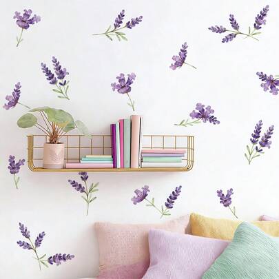 1pc Painted Lavender Wall Sticker For Room Decor,Festival Home Furnishing Decoration,Best Gifts,Vinyl Wall Decals,Removable Stickers