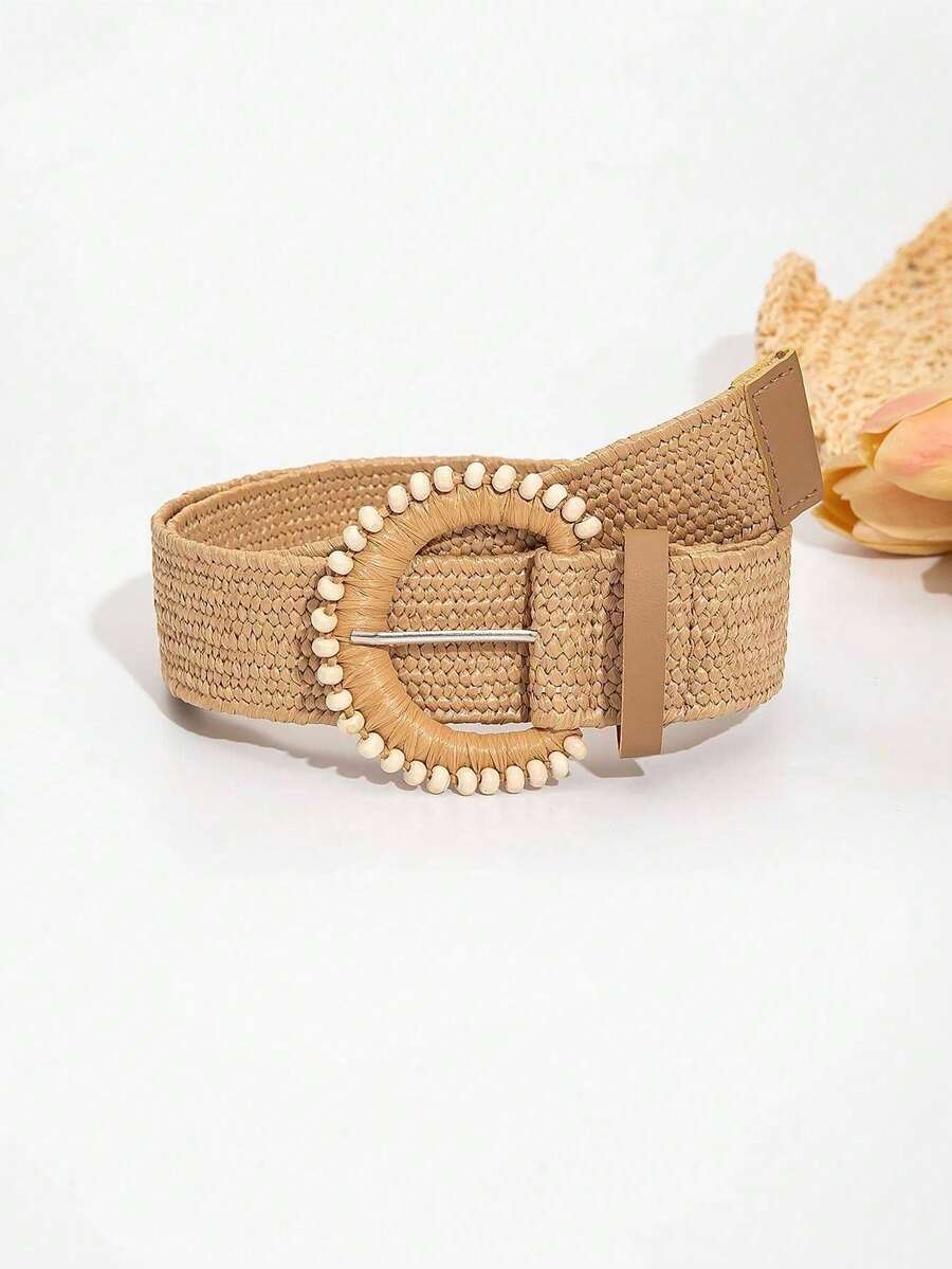 1pc Women's Bohemian Style Belt, Summer Beach - Camel - View 1