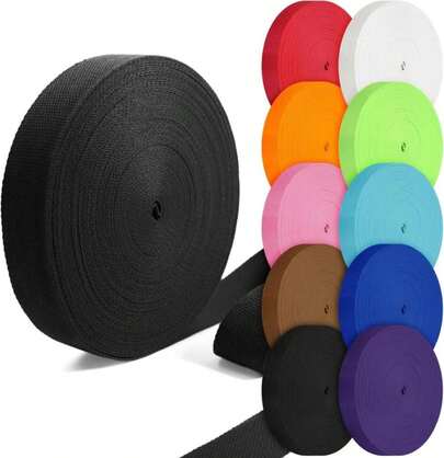 Grosun Cotton Webbing 1 Inch 1.5 Inch 2 Inch Webbing Tote Strap Canvas Straps For Bags, 10 25 50 3.3 Yards Cotton Polyester Webbing