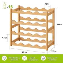Estante de Vino Apilable de 4 Niveles,Capacidad 16 Botellas,Porta Vinos,Porta Botellas, Ahorra Espacio ,Organizador de vinos - Ver 2