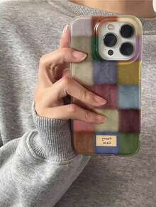 Grid Colorful Square Design Phone Case Compatible With Apple 16, Minimalist Case Suitable For New 14 Pro Max 17 Models - Multicolor - View 4