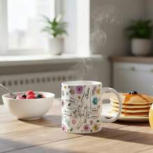 Taza de cerámica personalizada con patrón floral, diseño de flores frescas tallado a mano, adecuada para el Día de la Madre, cumpleaños de la abuela, cumpleaños de mujeres y otros regalos festivos (soporta entrada de 1-8 nombres) - multicolor - Ver 6