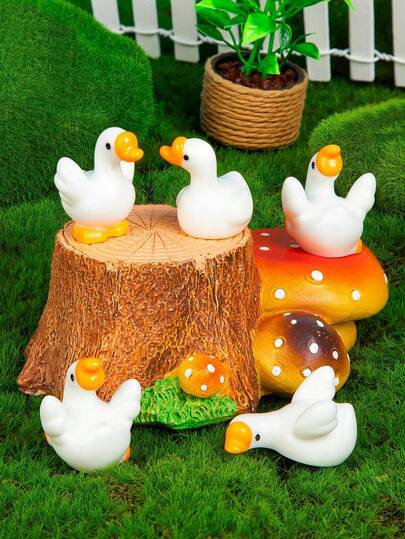15 tượng ngỗng mini bằng nhựa, mô hình động vật nhỏ, trang trí bàn, tiểu cảnh sân vườn, trang trí bể cá, chậu cây cảnh tự làm, kiểu dáng ngẫu nhiên.