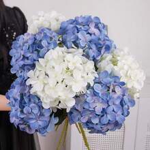 1 pezzo Fiore artificiale di ortensia, decorazione per la casa con stelo finto, adatto per decorare la scrivania, matrimoni, festa di nascità, feste di compleanno, profumo da sposa e centrotavola - Blu - Visualizzare 7
