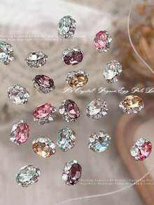 10 piezas de decoraciones de arte de uñas con huevo de paloma de cristal K9 y rhinestones, nuevos accesorios de joyería de uñas de lujo completamente pavimentados con miniatura de rhinestones, accesorios de rhinestones para uñas - Multicolor - Ver 2