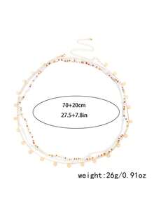 1pc Summer Vacation Style Beaded Multi-Layer Chain Waist Belt For Women, Unique Design Delicate Body Chain Accessory, Suitable For Engagement, Wedding, Party, Festival, Gift For Friends And Lovers - Gold - View 6