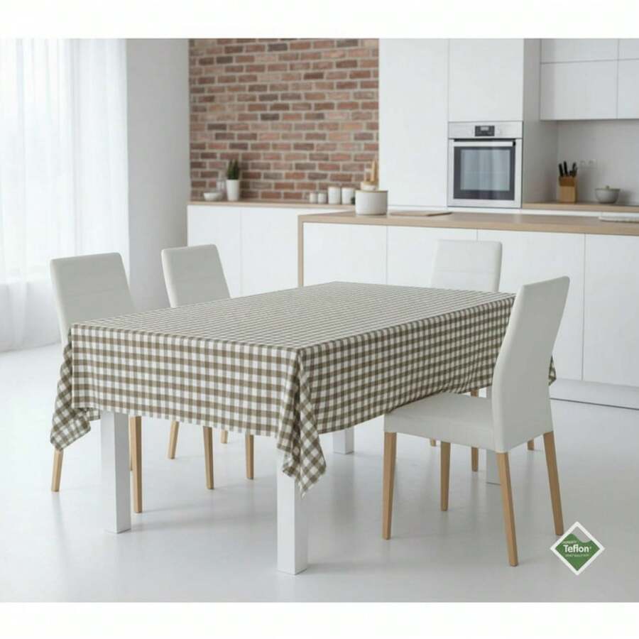 Kiva Stain-Resistant Tablecloth, Medium Checkered Pattern, Extra Soft Touch, Teflon Coated And Waterproof, Sizes From 100x140 To 300x140 Cm And Round 140 Cm - Stain-Resistant Tablecloth - Available In 15 Colors - 選項 2 - 查看 1