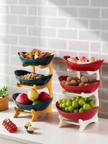 XIYIJIA Multi-Layer Fruit Plate, Home Living Room Snack Candy Tray, Creative Desktop Storage Organizer, Party Dessert Cake Display Rectangular Basket - 3 Layers - View 5