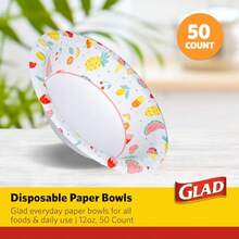 Glad Everyday - Cuencos de papel desechables con diseño de pícnic resistentes a los cortes cuencos de papel para todos los alimentos y uso diario 12 onzas 50 unidades - varios colores - Ver 2