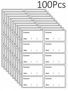 100 piezas de etiquetas de almacenamiento de alimentos removibles y coloridas, adecuadas para contenedores de alimentos, comidas congeladas, organización de cocina, regreso a la escuela, útiles escolares, escuela, herramientas de estudio estéticas, papelería - Blanco - Ver 9