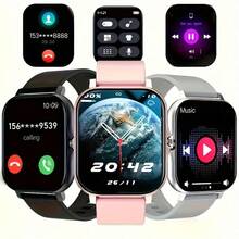CHAONB Smartwatch con llamada y visualización de mensajes, reproductor de música, seguimiento deportivo para hombres y mujeres, conectado al teléfono, reloj inteligente de moda, rastreador deportivo, Bluetooth, notificación, frecuencia cardíaca, monitoreo del sueño, agenda telefónica, registro de llamadas, alarma, cámara remota, clima, temporizador, electrónica de consumo, alarma, SMS, aplicaciones sociales, notificación, reloj digital de muñeca - Negro - Ver 10