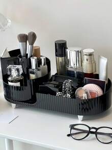 1pc Rotatable Makeup Organizer, Multi Space Storage Box, Large Capacity Ladies' Storage Box, Suitable Makeup Brush Lipstick Eyebrow Pencil Eye Shadow Storage Rack, Desktop Storage Accessories, Necessary Storage Box For Bedroom And Dormitory, Beautiful Gift For Mother's Day - One Size - View 5