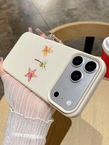 Tropical Beach Coconut Tree & Starfish Phone Case, Beige Faux Leather Anti-Fall Anti-Scratch Anti-Fingerprint Minimalist Phone Case, Summer Vacation Style Fashion Phone Case, Ideal For Holiday/Graduation/Birthday Gift, Daily Versatile Phone Case, Compatible With IPhone/ - White - View 5