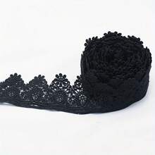 15码长，4.2厘米宽，黑白蕾丝缎带，带刺绣花边，适用于工艺品、服装、礼品包装、婚礼、家居装饰、缝纫和编织。 - 多色 - 查看 11