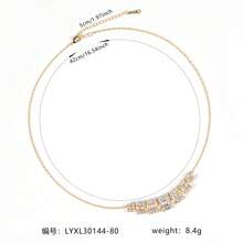 1 pieza Collar de cadena de moda de 42cm para mujer, color dorado/plateado, con circonita incrustada, exquisito y elegante, adecuado para uso diario, combinación con vestidos, regalo - collar - Ver 4